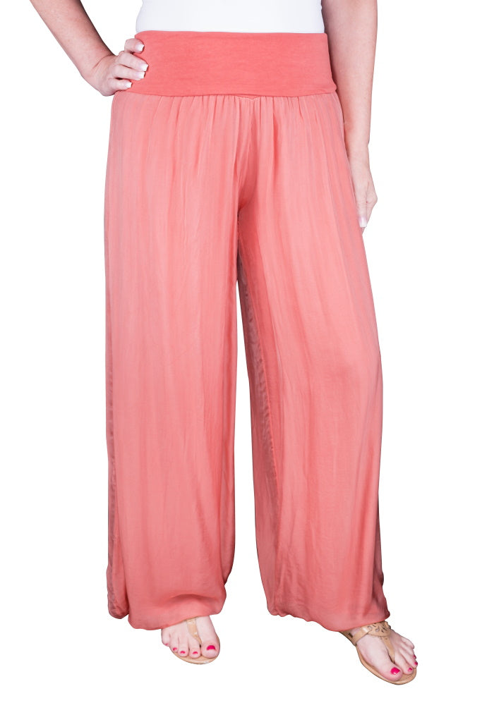 Mercedes Foldover Waist Silk Pant