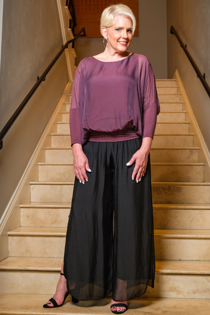 Eva Silk Side Slit Pant