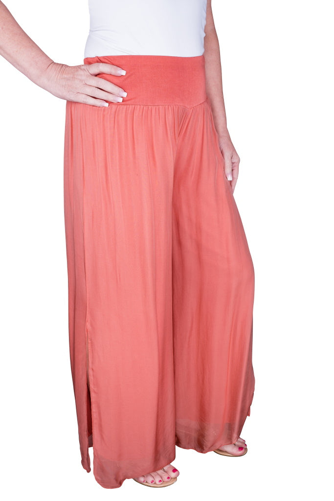 Eva Silk Side Slit Pant