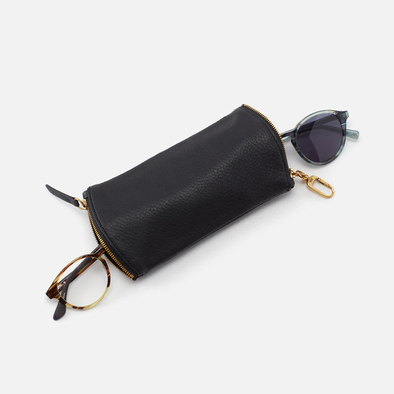 Hobo Spark Double Eyeglass Case  Pebbled Leather | Black