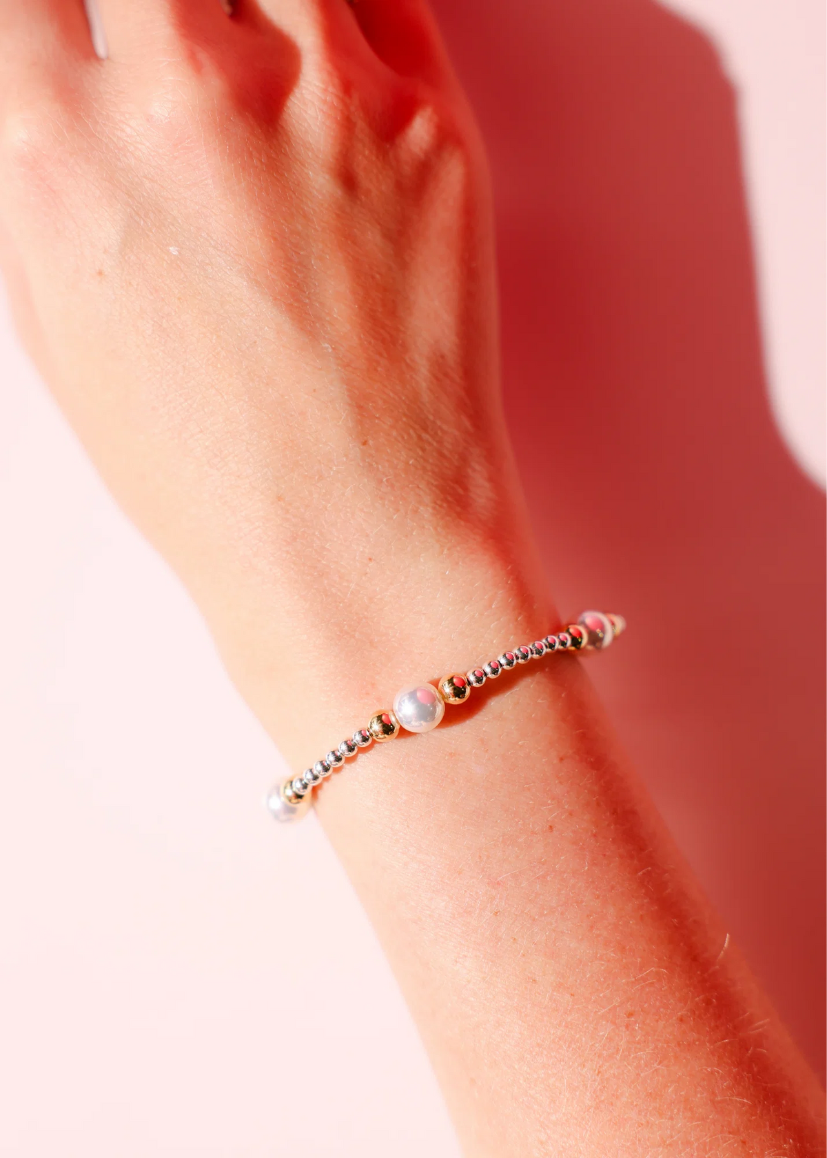 Serena Pearl Bracelet in Silver with Gold