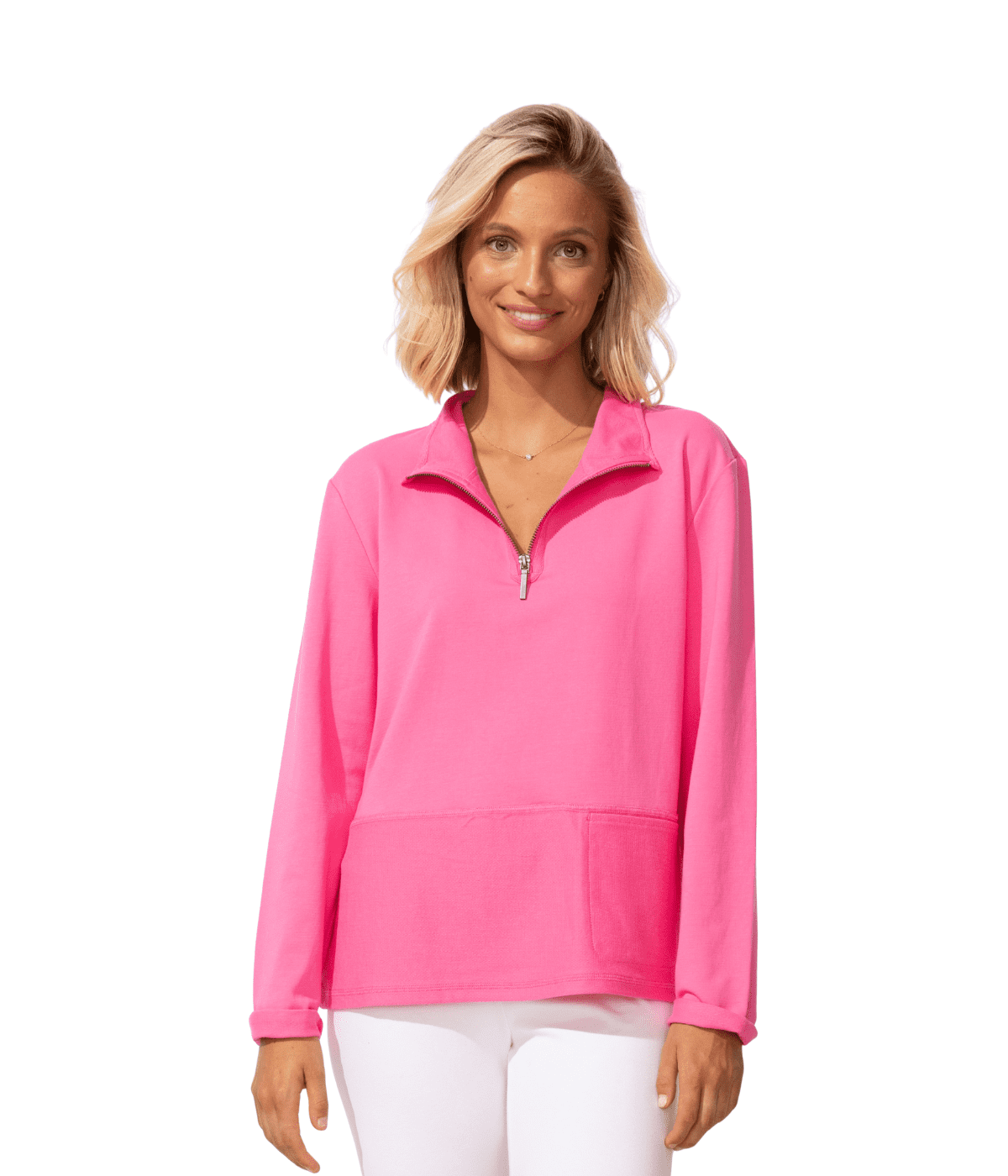 Ocean Front Quarter Zip Pullover - Cosmo