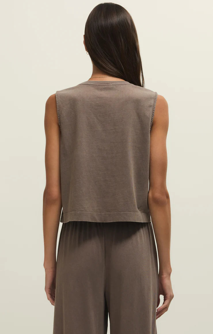 SLOANE COTTON JERSEY TANK - Taupe