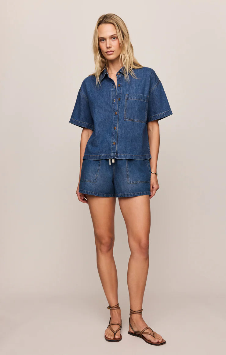 EVERYDAY DENIM BUTTON UP - Deep Water