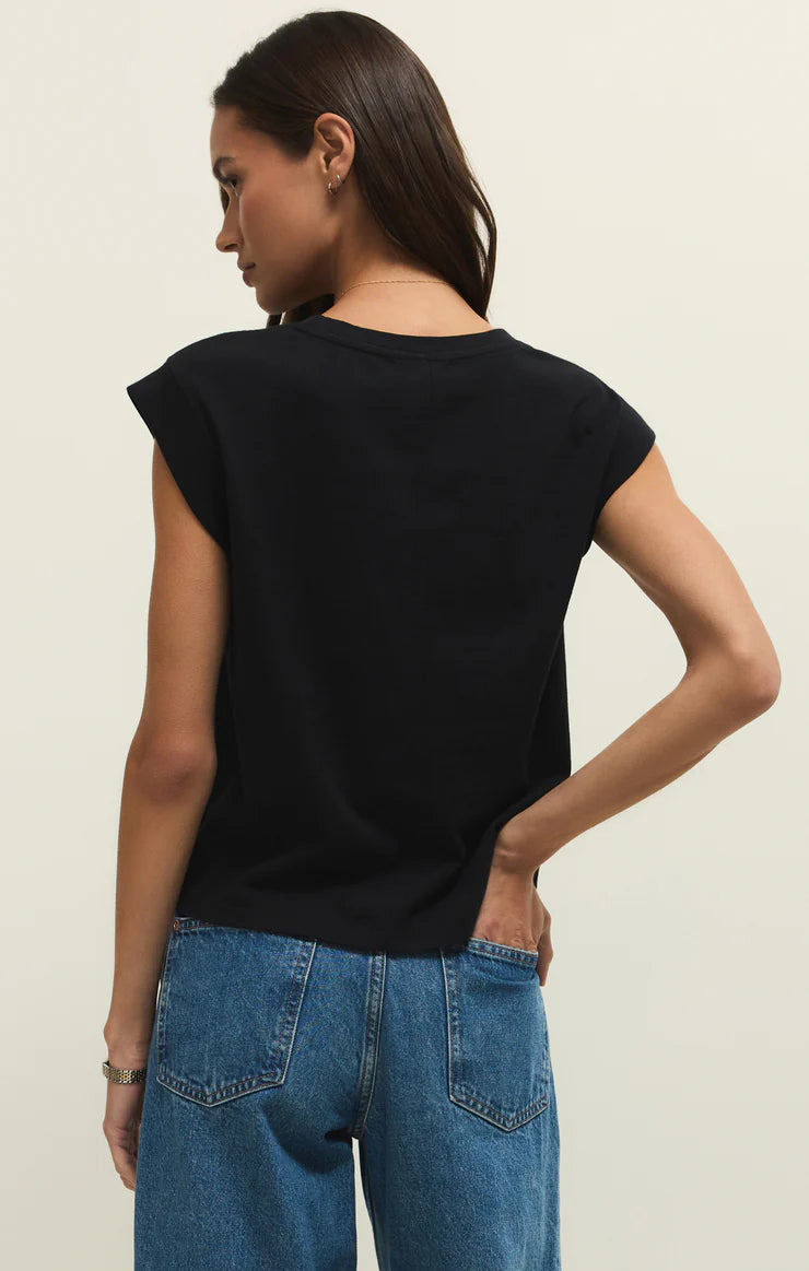 CAMINO COTTON JERSEY TOP - Black