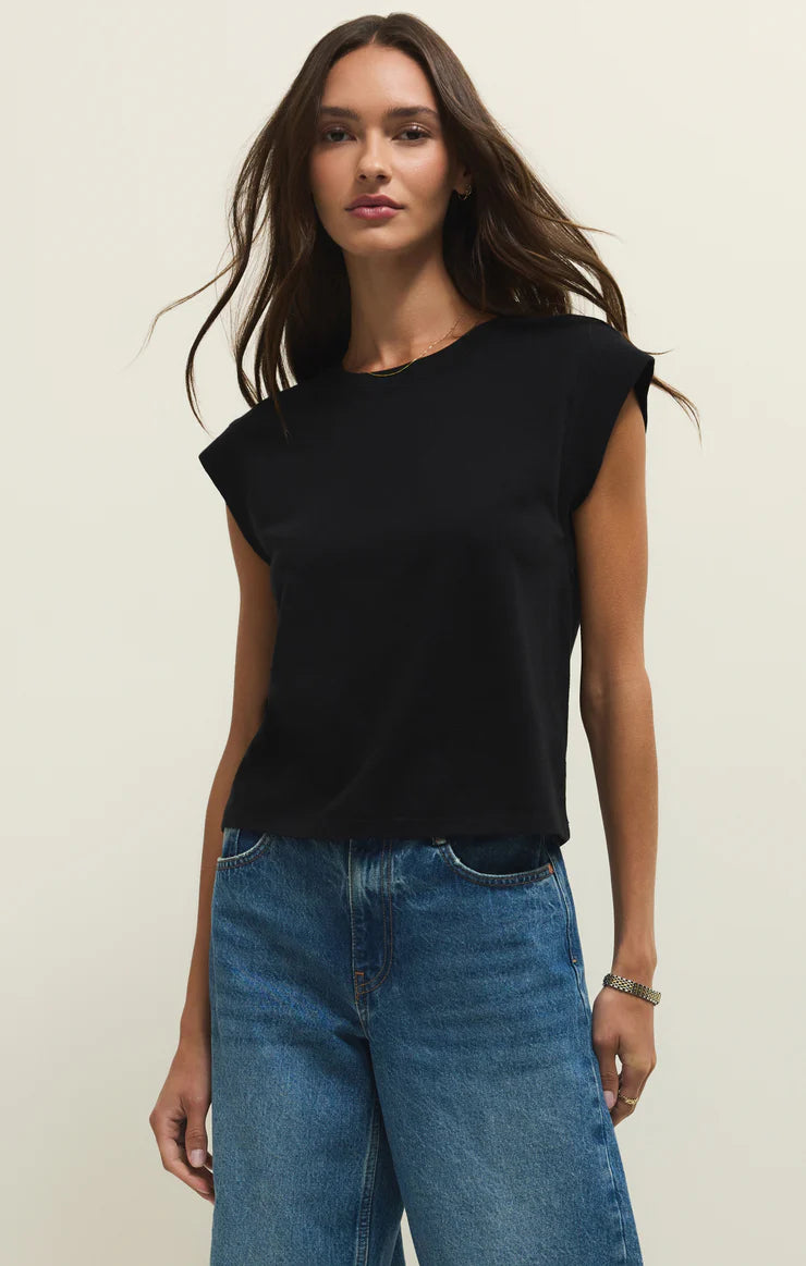 CAMINO COTTON JERSEY TOP - Black