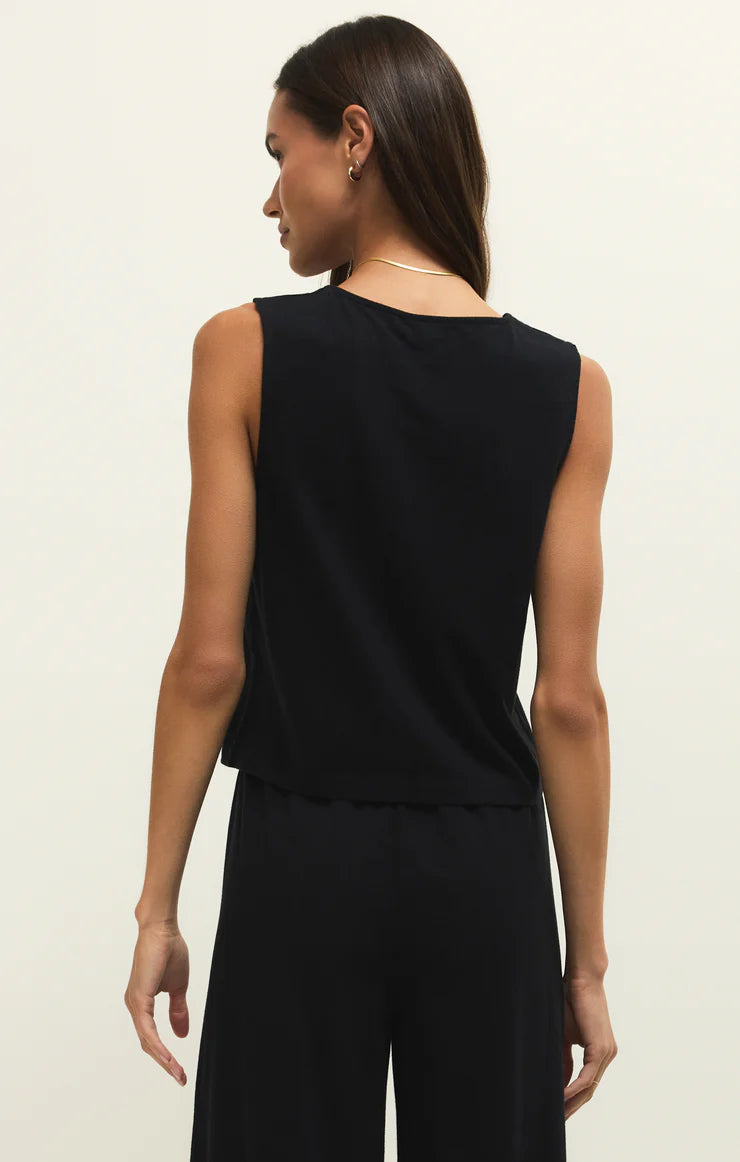 NOELLE JERSEY SLEEVELESS TOP - Black