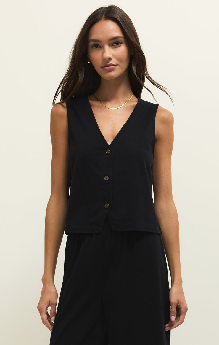 NOELLE JERSEY SLEEVELESS TOP - Black