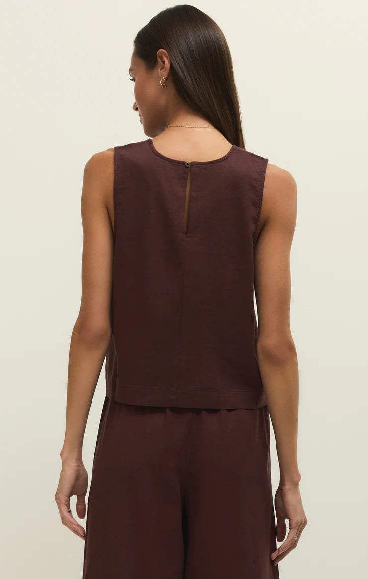 SLOANE LINEN CROPPED TANK