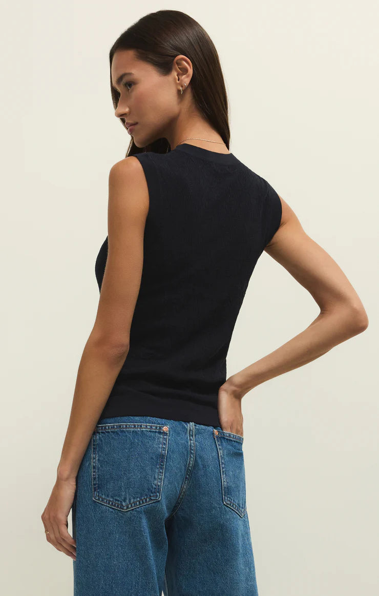 TIBI MESH TANK - Black