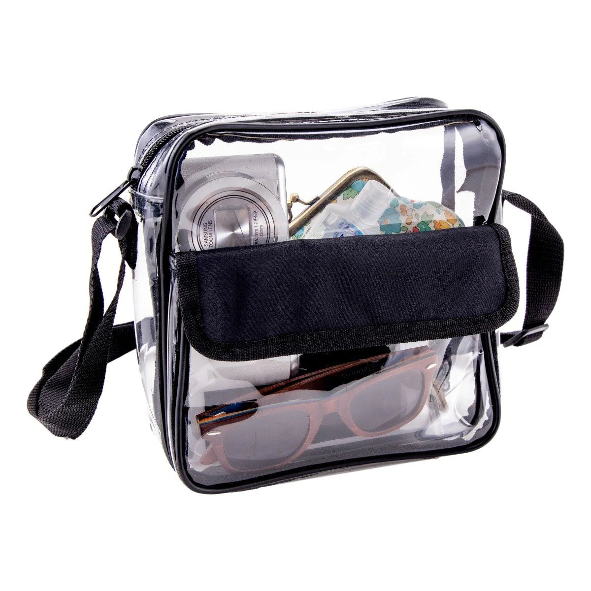 Black Clear Cross-Body Messenger Shoulder Bag
