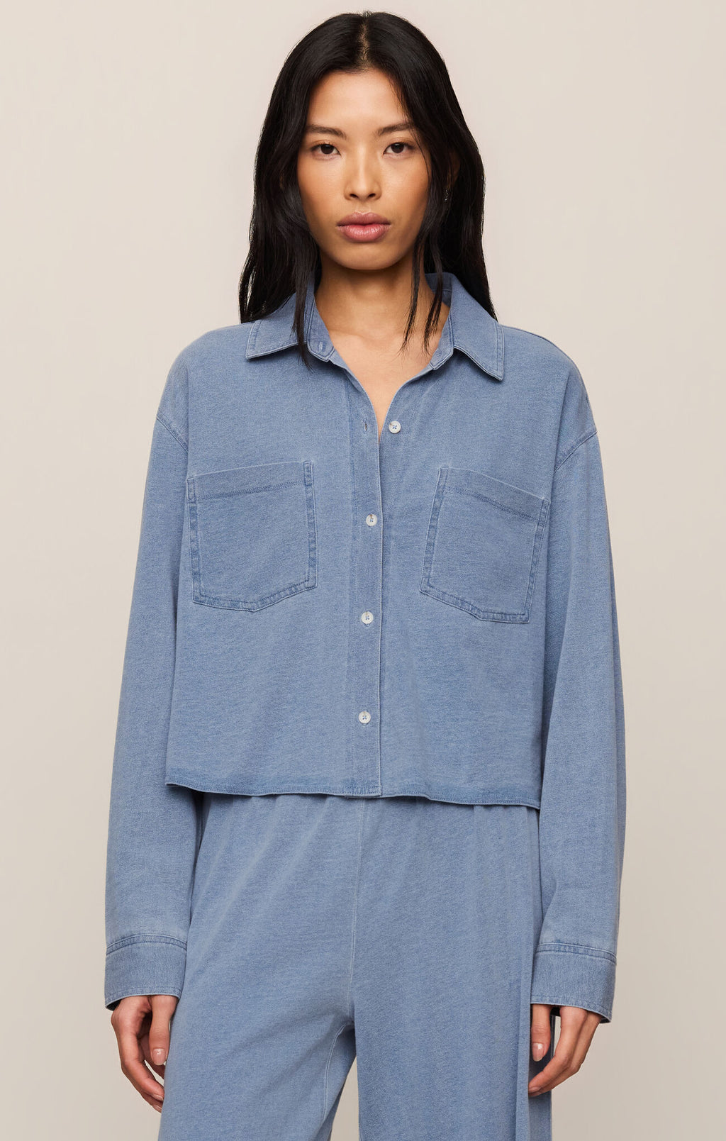 Cropped Reese Denim Button Up
