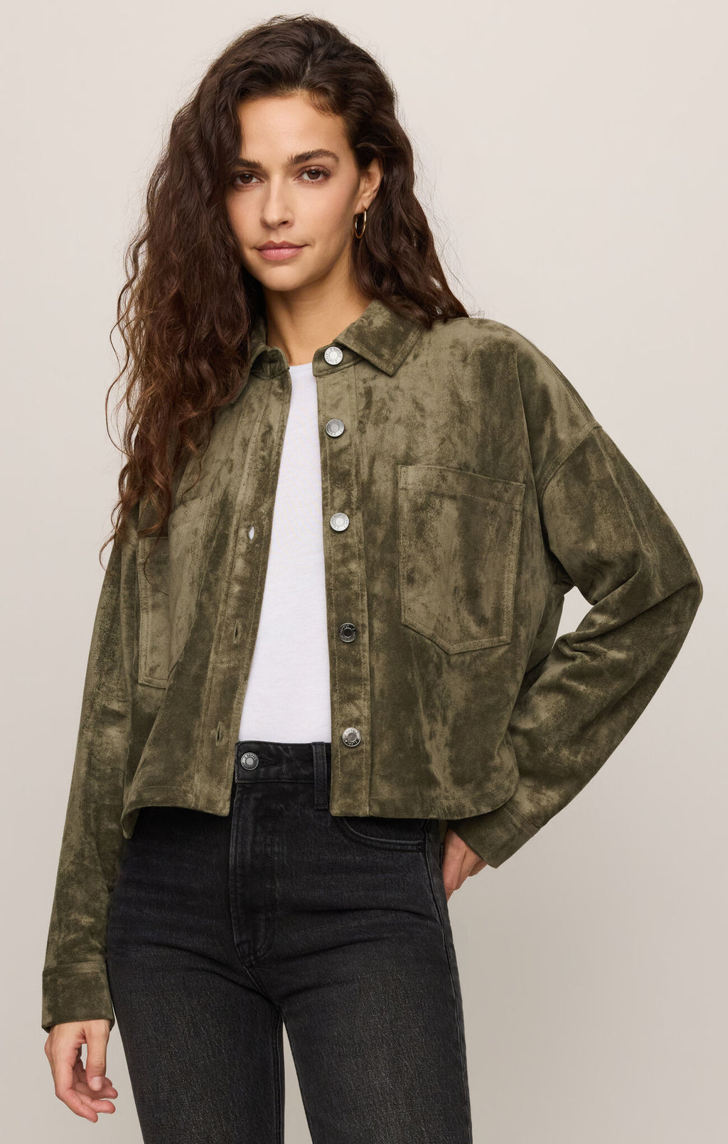 All Day Cropped Suede Jacket