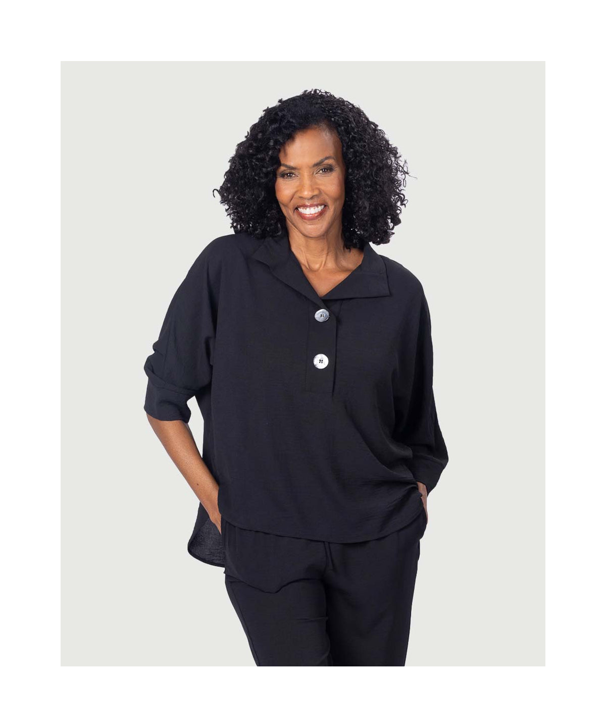 Black Collard Dolman Sleeve Top
