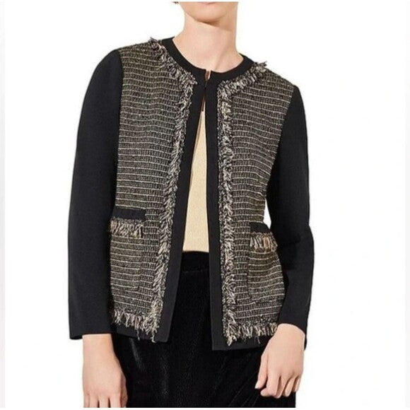 MING WANG Women's NWT Knit Sparkle Tweed Jacket
