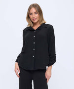 Black Long Sleeve Button Up Top