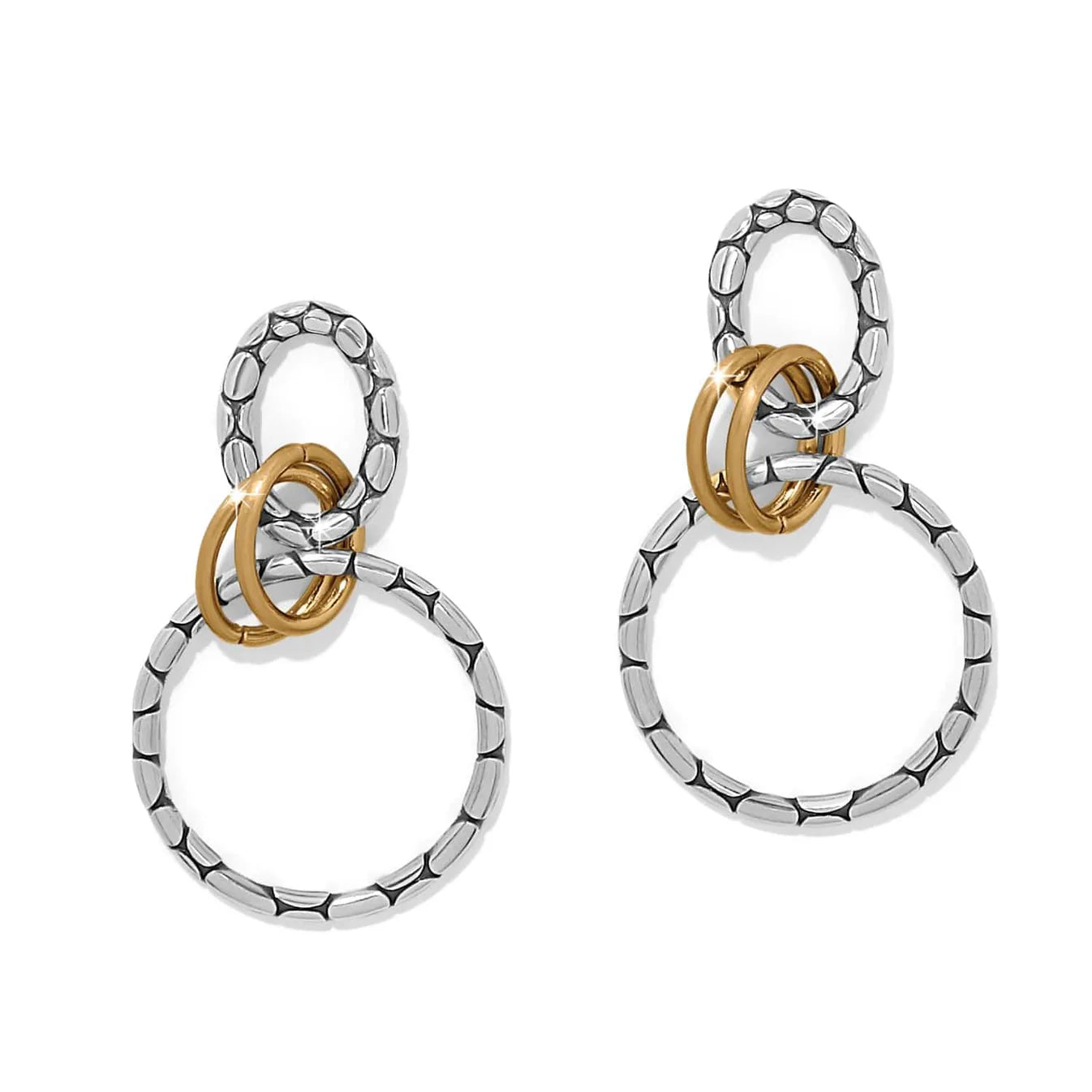 Brighton Pebble Link Two Tone Post Drop Earrings