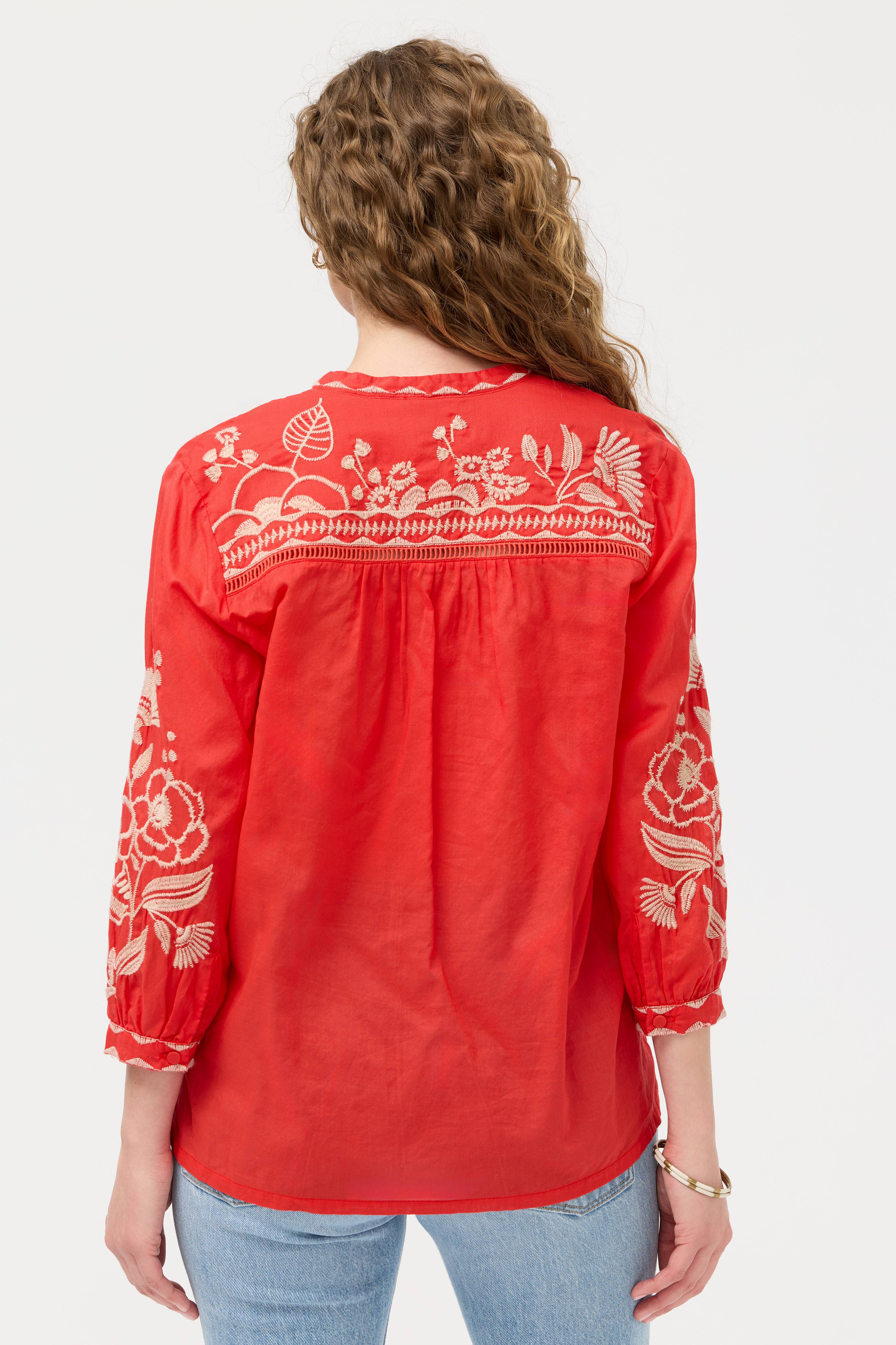 Johnny Was HENLEY YOKE BLOUSE