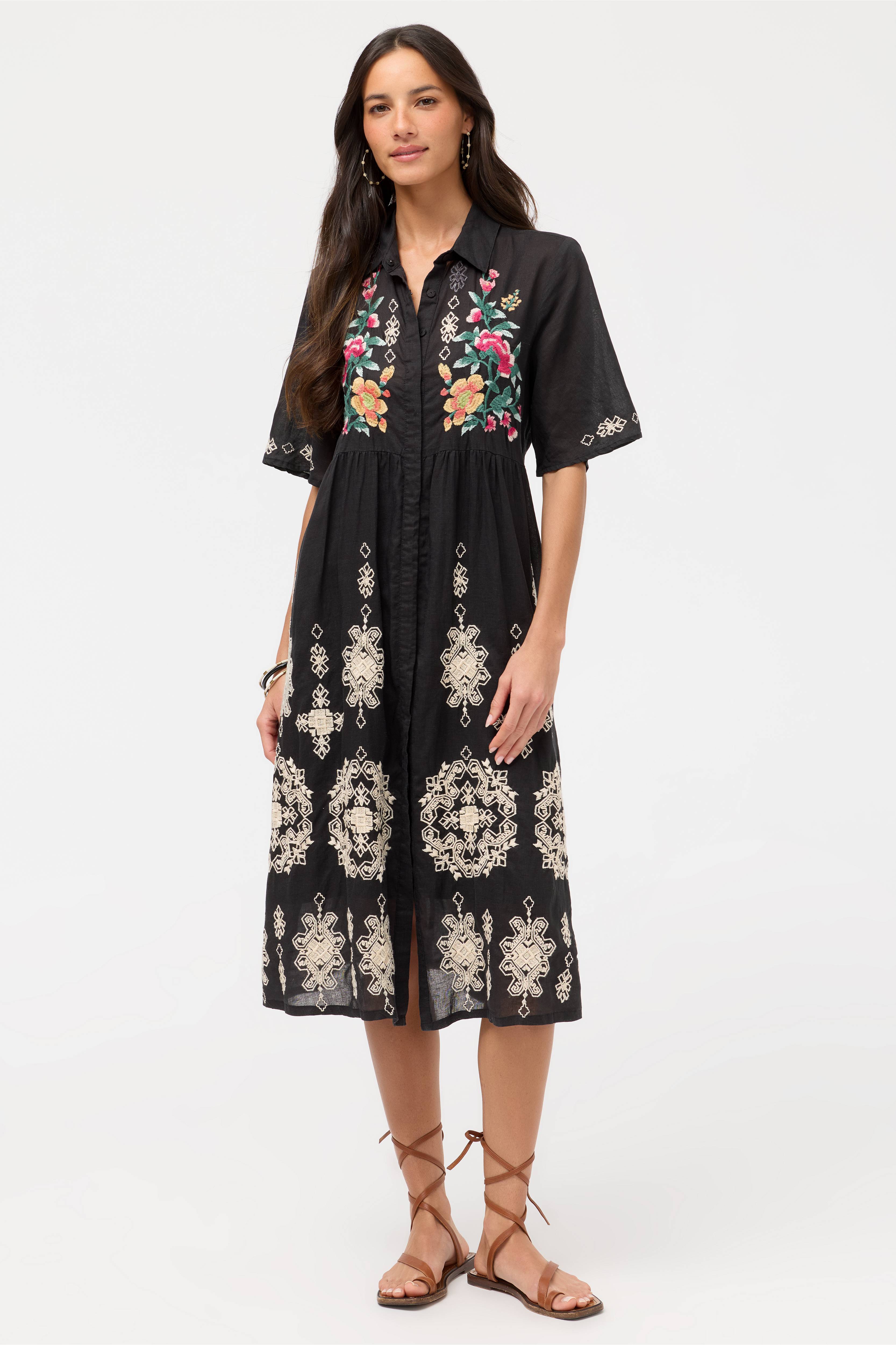 Johnny Was FLUTTER SLEEVE SHIRT DRESS