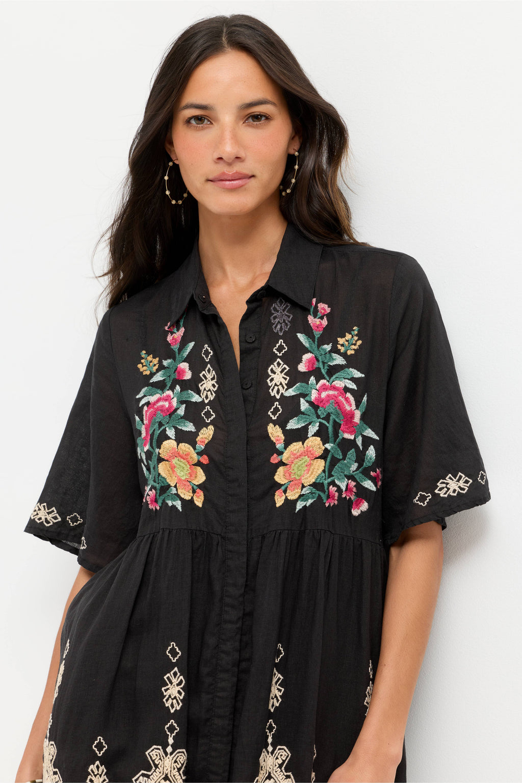 Johnny Was FLUTTER SLEEVE SHIRT DRESS