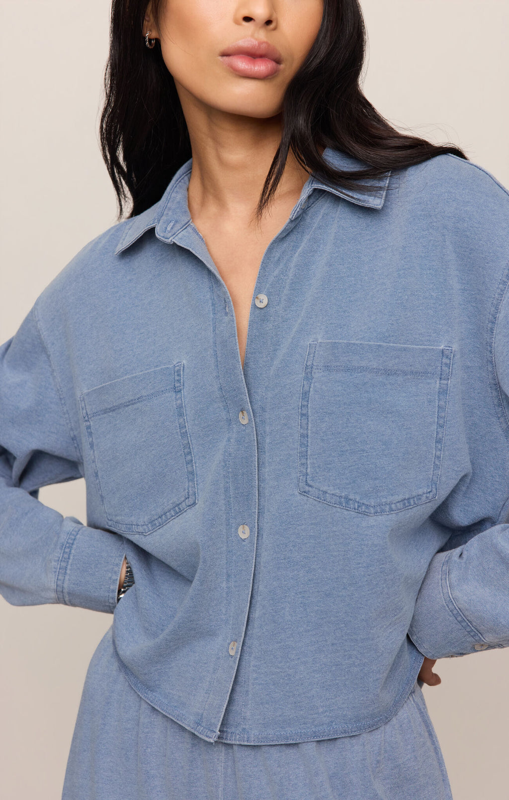 Cropped Reese Denim Button Up